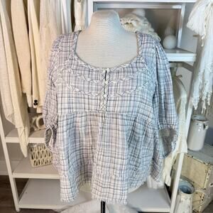 True Craft Originals women’s sz. 3x gauzy prairie core, cottage core blouse 4441